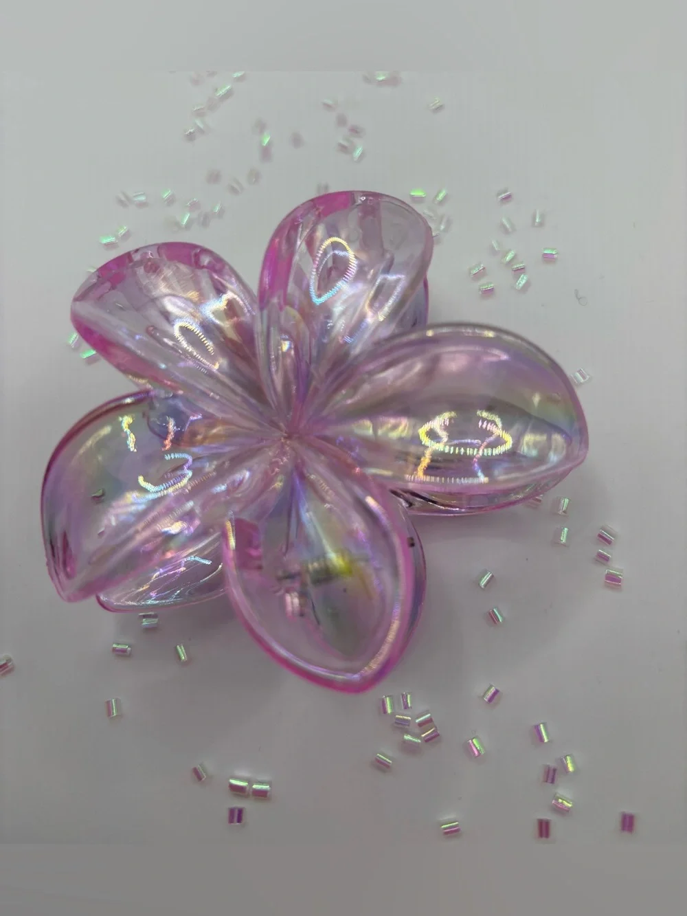 Iridescent Pink Flower clip